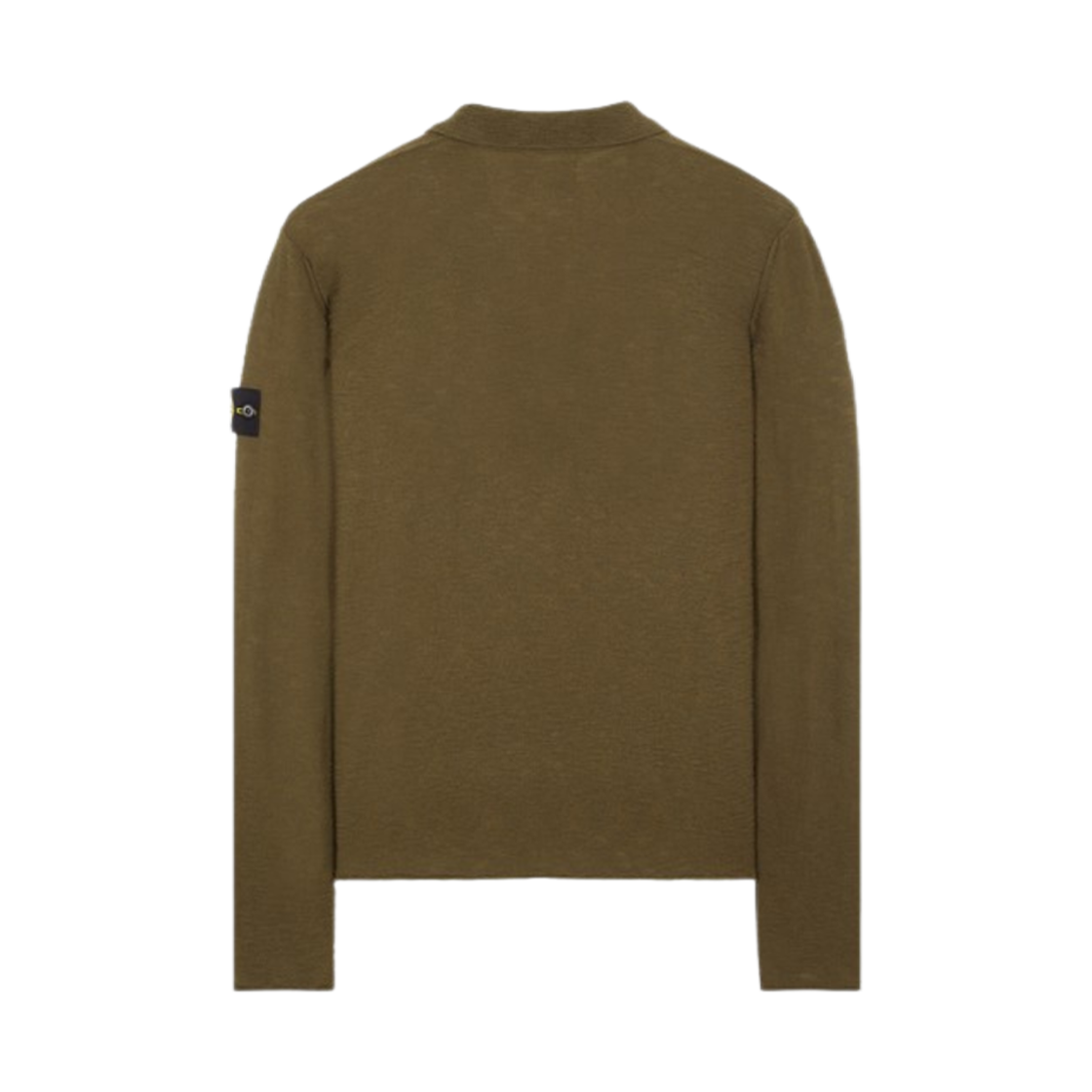스톤 아일랜드 535B9 리버스 스타킹 스티치 슬럽 울 나일론 폴로 셔츠 니트 올리브 그린 - 23FW(Stone Island 535B9 Reverse Stocking Stitch Slub Wool Nylon Polo Shirt Knit Olive Green - 23FW) - 2