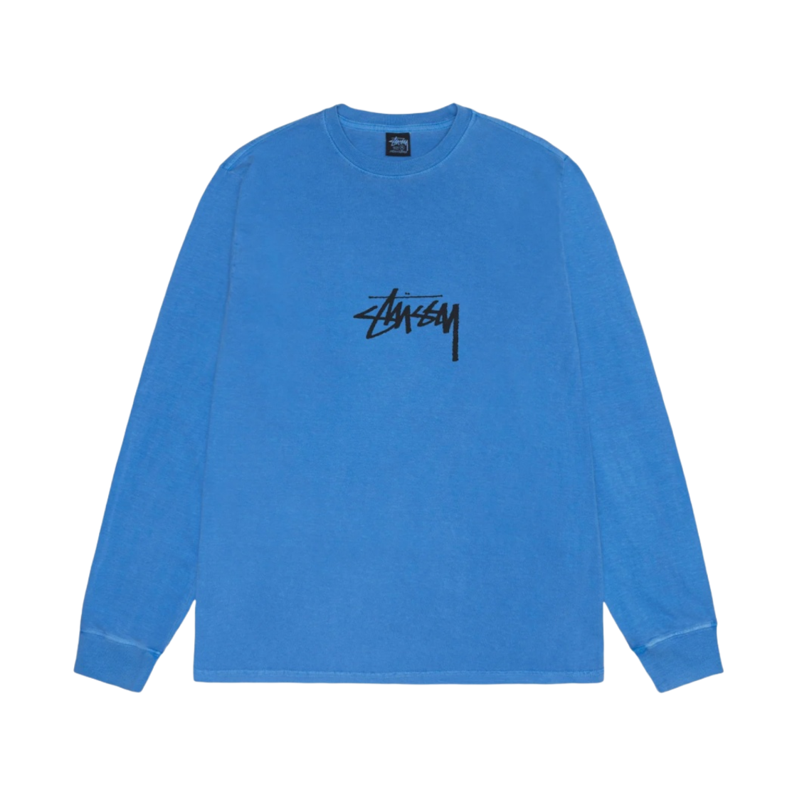 스투시 스몰 스탁 롱슬리브 티셔츠 피그먼트 다이드 블루(Stussy Small Stock LS T-Shirt Pigment Dyed Blue)