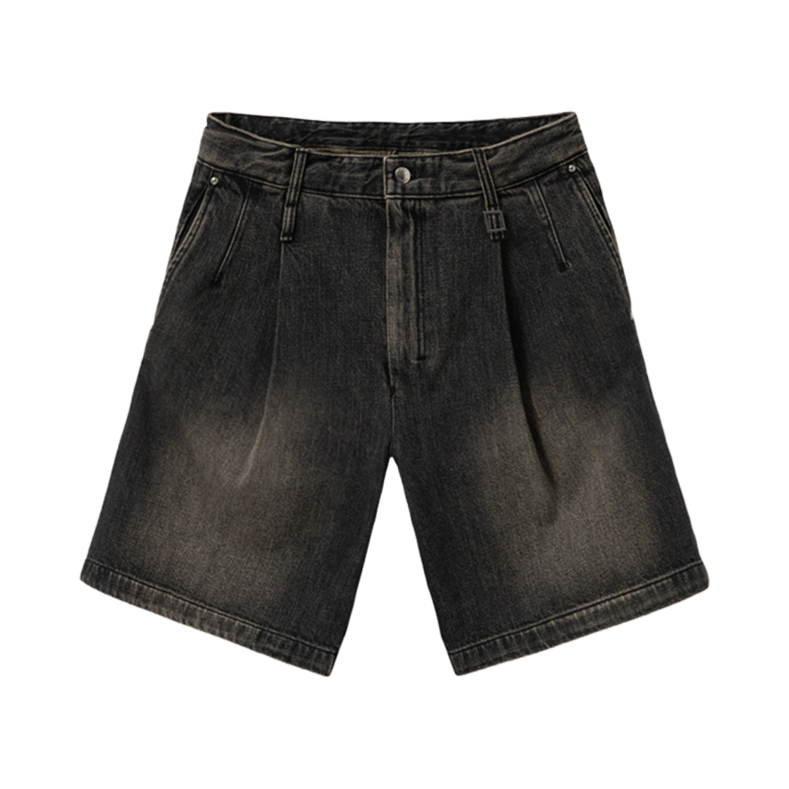 W251PT44985G Wooyoungmi One Tuck Washing Denim Shorts Grey - 25SS