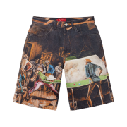 Supreme x Ernie Barnes Baggy Denim Shorts Pool Hall - 25SS