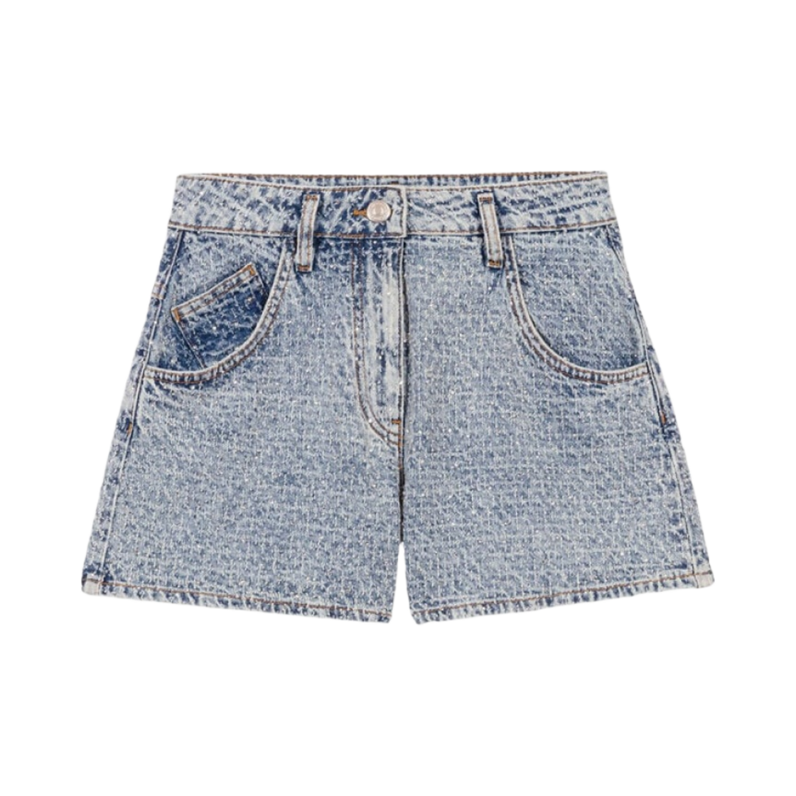 (W) 마쥬 디아만테 자카드 데님 쇼츠 블루((W) Maje Diamante Jacquard Denim Shorts Blue)