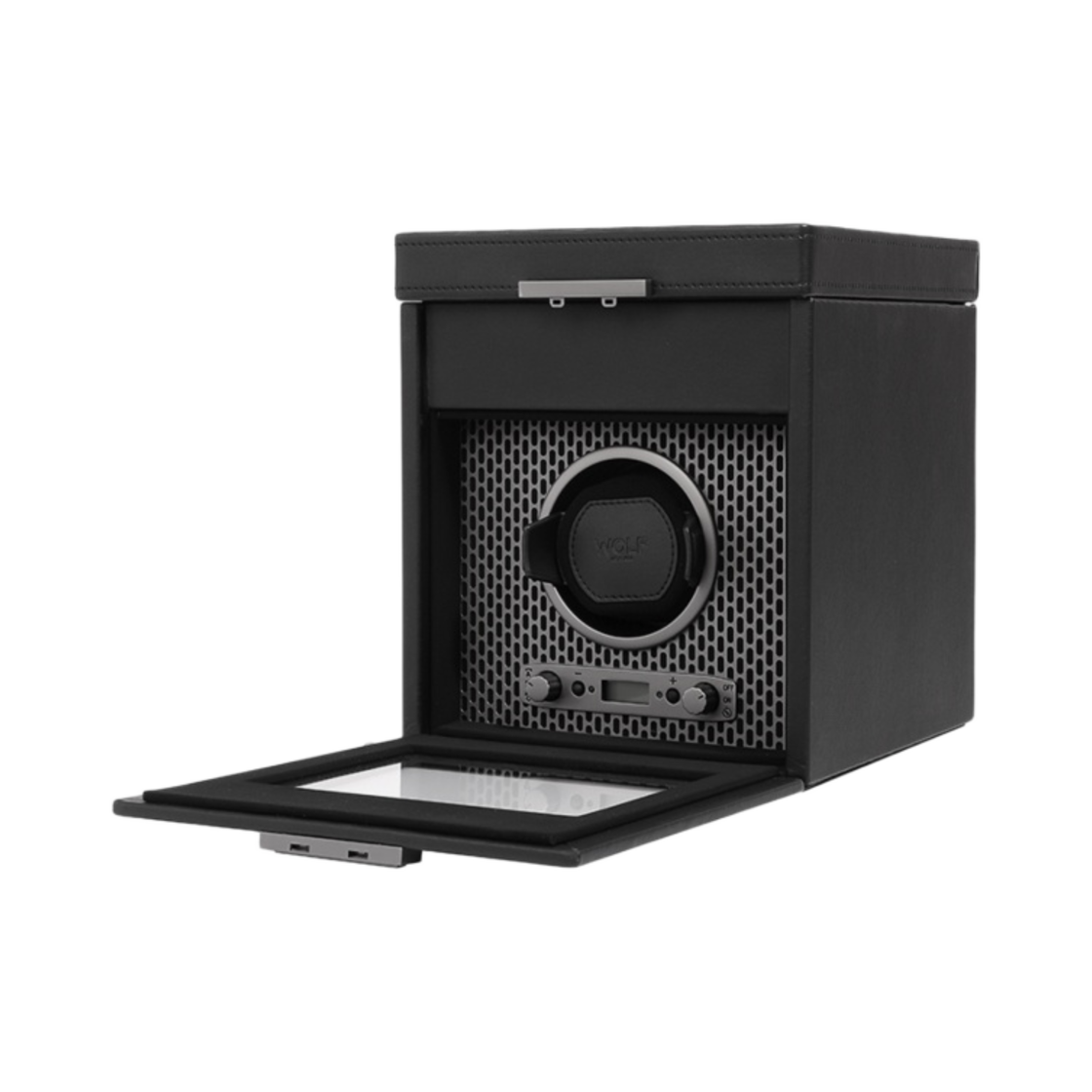울프 1834 액시스 싱글 와인더 스토리지 파우더 코트 블랙(Wolf 1834 Axis Single Winder with Storage Powder Coat Black) - 2