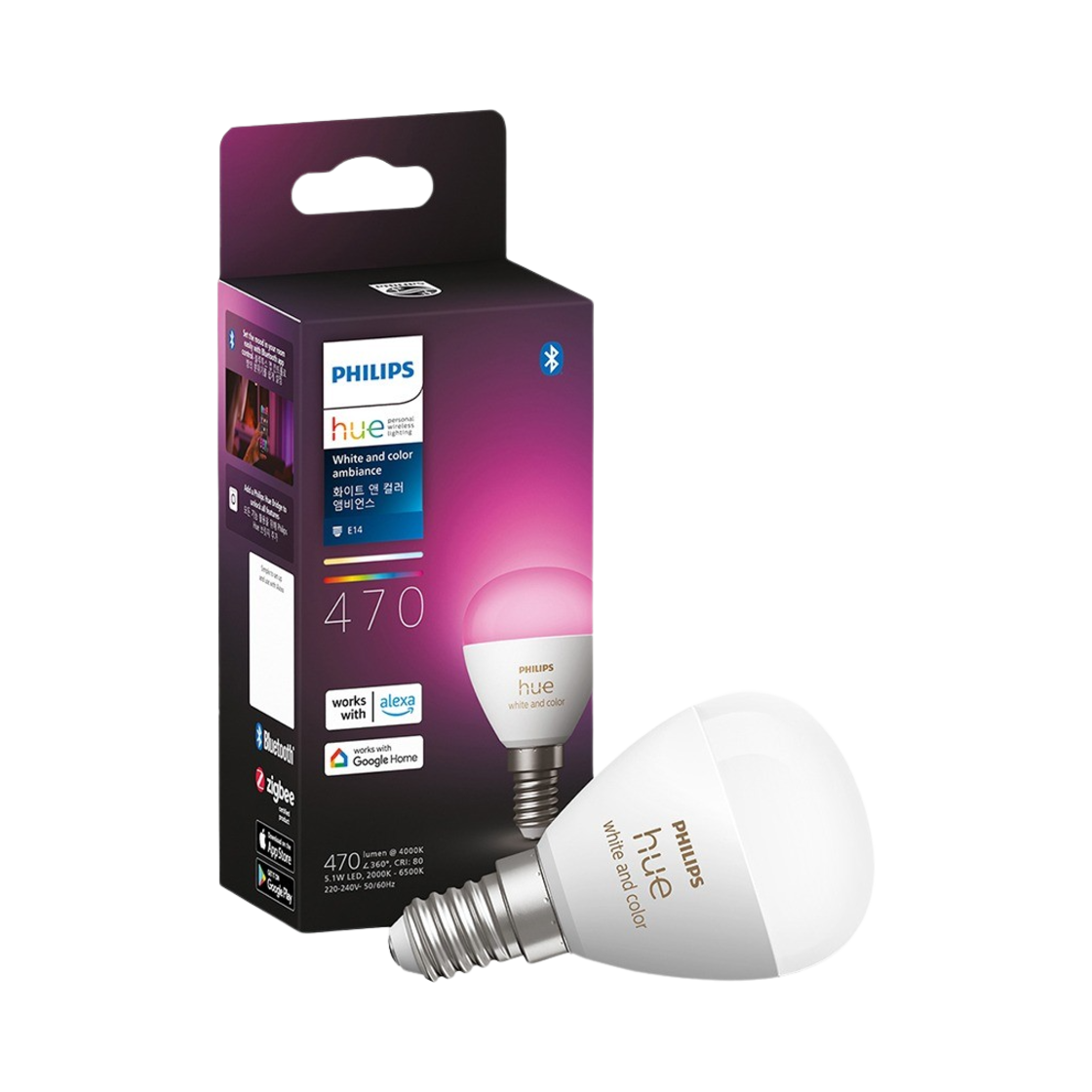 필립스 휴 화이트&컬러 앰비언스 러스터 E14 스마트 소형 전구(Philips Hue color ambiance Luster E14 smart bulb)