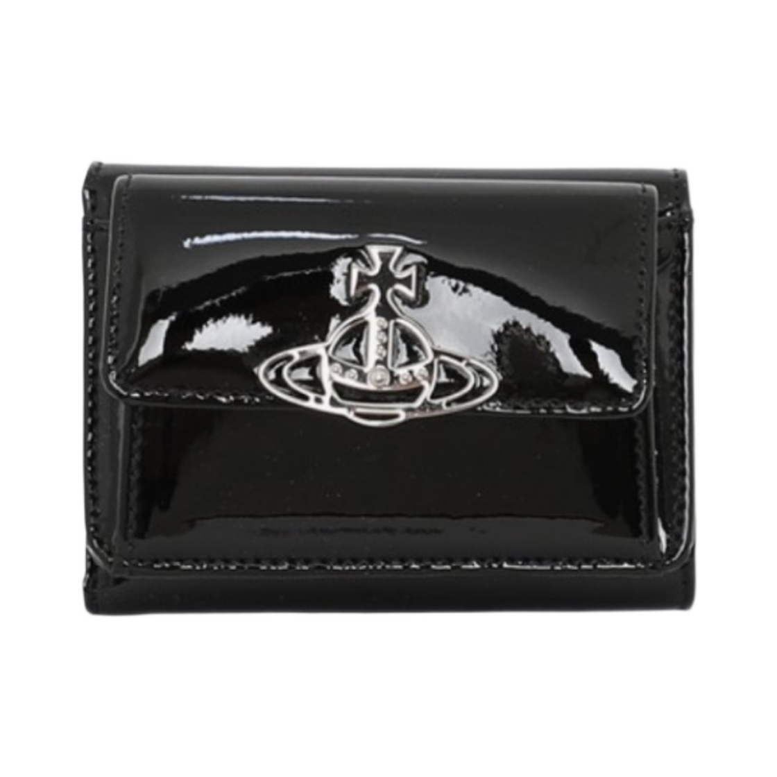 비비안 웨스트우드 샤이니 페이턴트 스몰 플랩 퍼스 블랙(Vivienne Westwood Shiny Patent Small Flap Purse Black) - 1