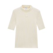 (W) Courreges Reedition Knit Top Short Sleeves Pale Yellow