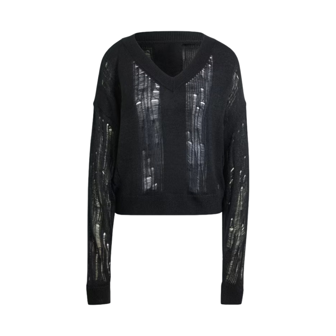 IW0261 (W) Adidas Distressed Crewneck Sweatshirt Black - KR Sizing