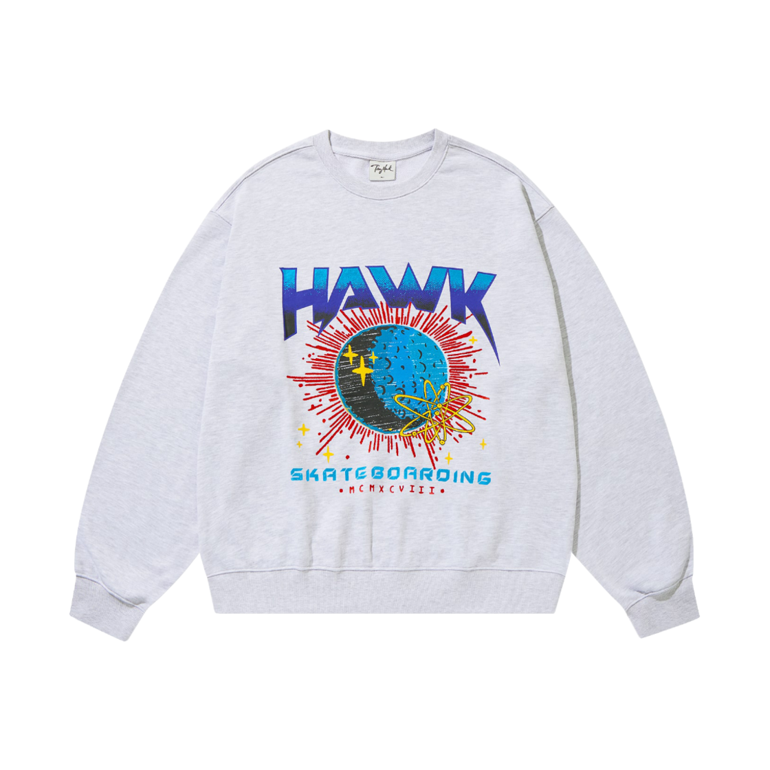 토니호크 유니버스 그래픽 맨투맨 화이트 멜란지