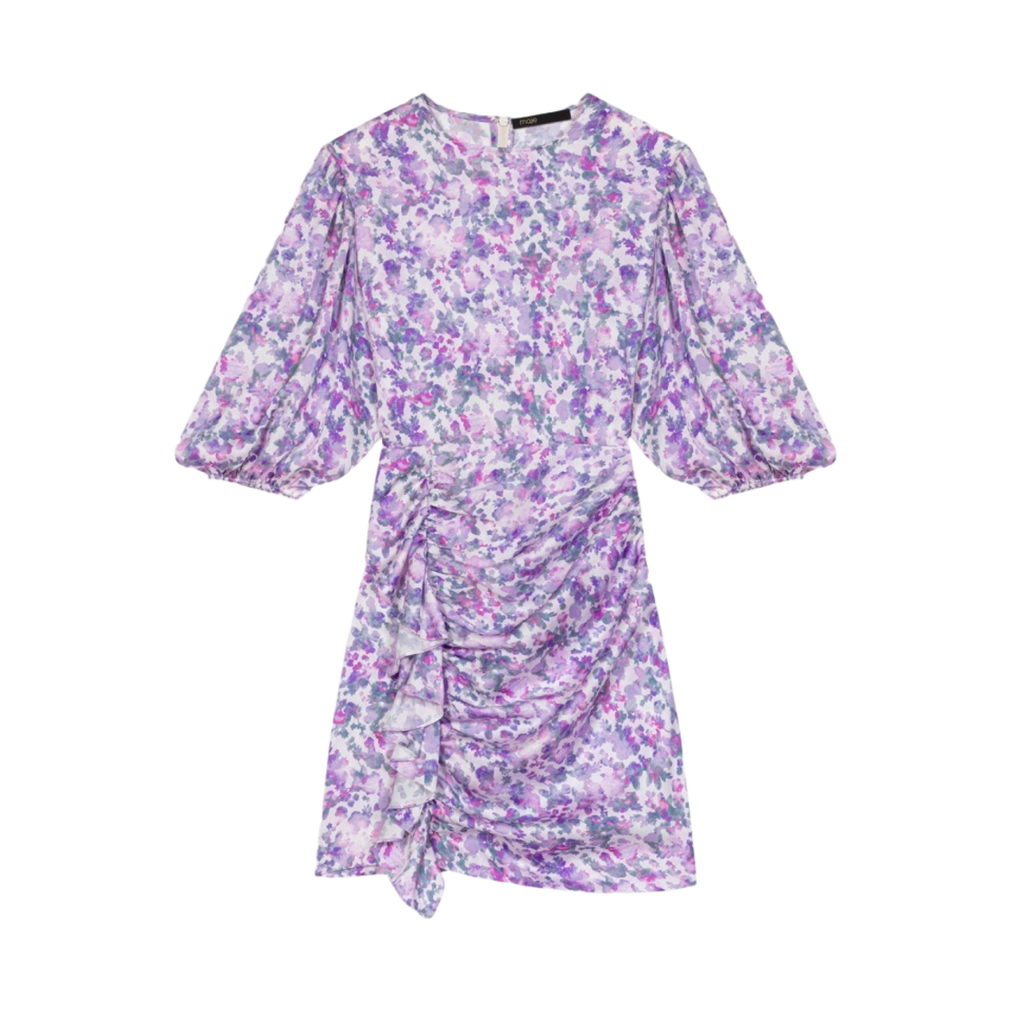 (W) 마쥬 플로럴 드레이프 숏 드레스 블로터 플라워((W) Maje Floral Draped Short Dress Blotter Flower)