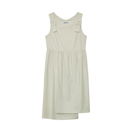 252OCNDRE017 Enzoblues Overlap Cotton Dress Cream