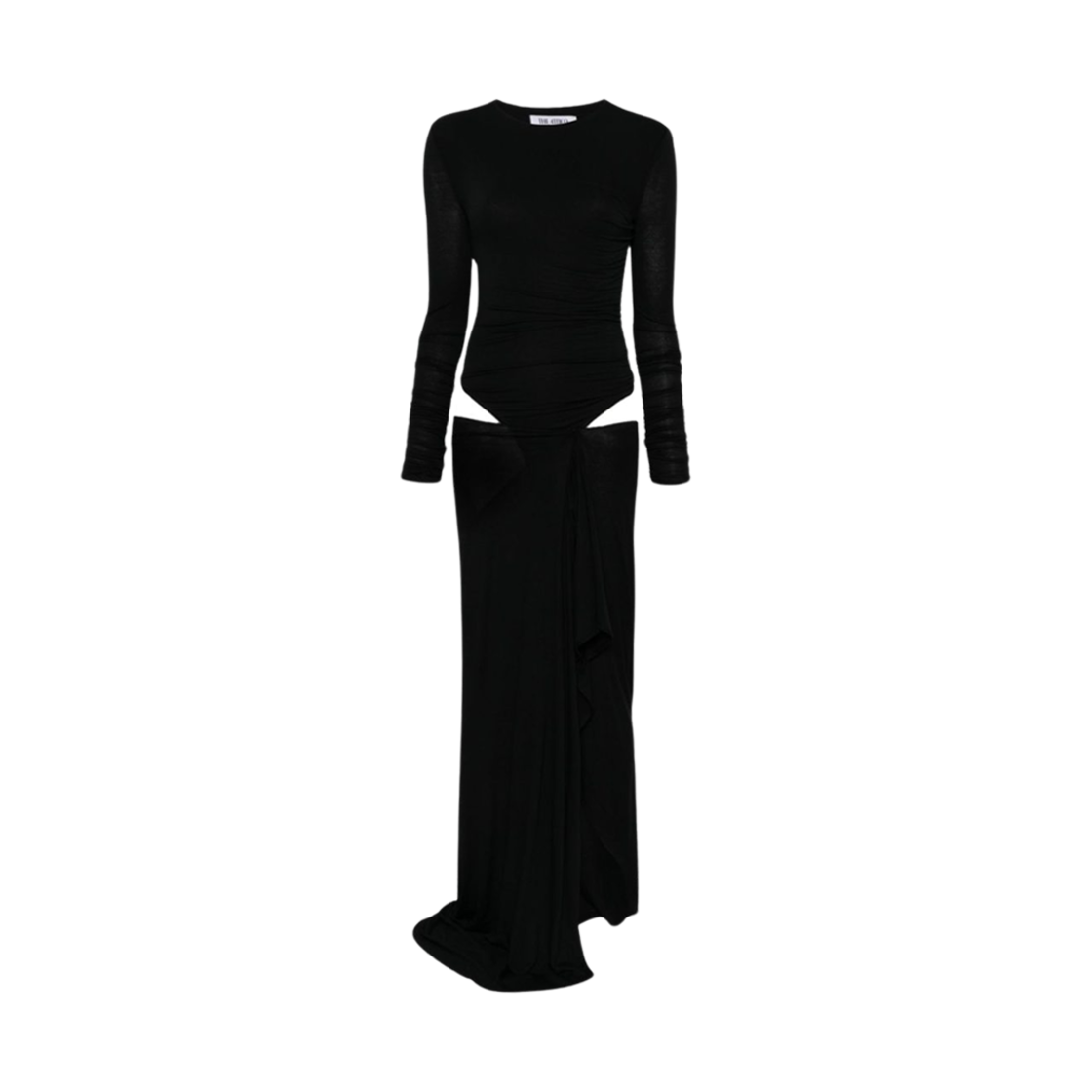 (W) 디 아티코 드레이프 디테일 롱 드레스 블랙((W) The Attico Draped Detail Long Dress Black)