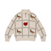 Human Made Animal Half-Zip Knit Sweater White