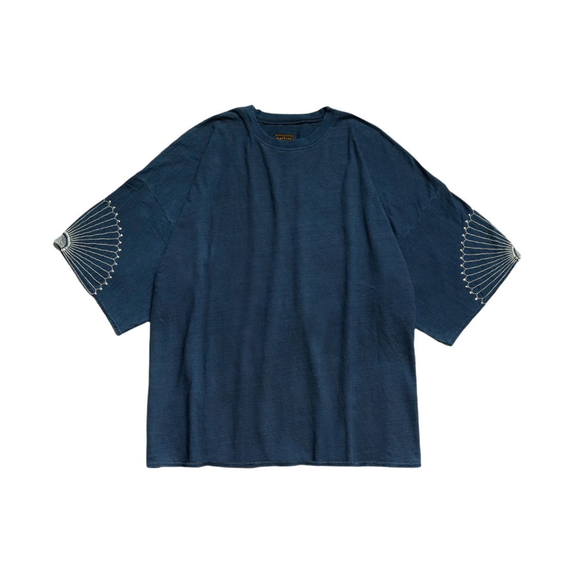 캐피탈 IDG 저지 휴즈 티셔츠 후로시키 자수 인디고(Kapital IDG Jersey Huge T-Shirt Furoshiki Embroidery Indigo)