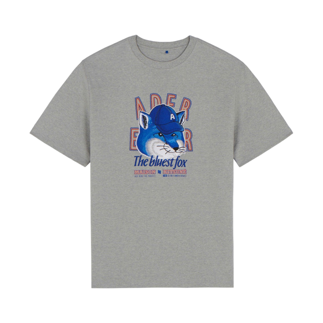메종 키츠네 x 아더에러 더 블루이스트 폭스 티셔츠 그레이(Maison Kitsune x Ader Error The Bluest Fox T-Shirt Grey)