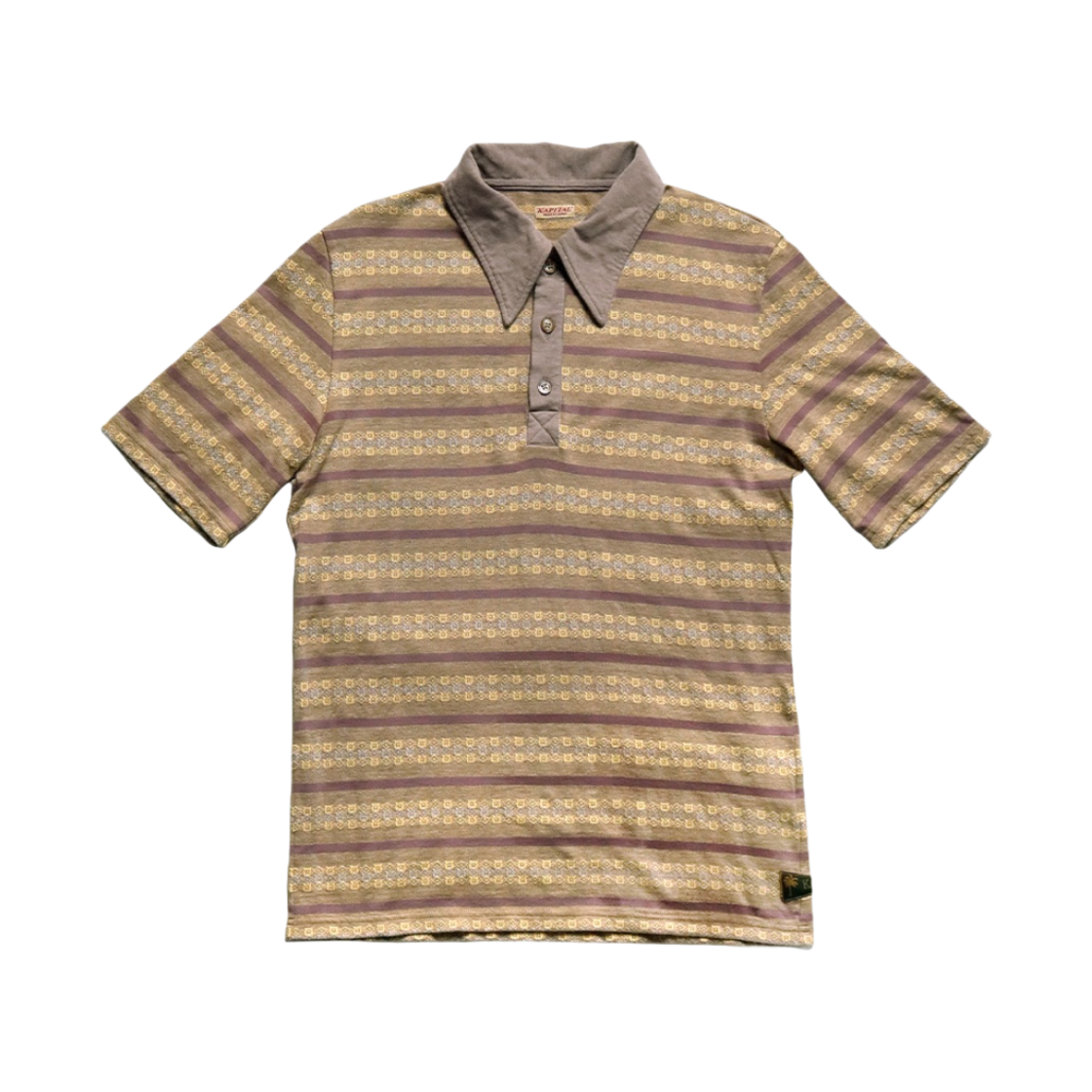 캐피탈 선라이즈 자카드 보더 티셔츠 다이키리 폴로 라이트 브라운 퍼플(Kapital Sunrise Jacquard Border T-Shirt Daiquiri Polo Light Brown Purple) - 1