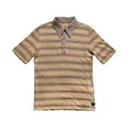 Kapital Sunrise Jacquard Border T-Shirt Daiquiri Polo Light Brown Purple