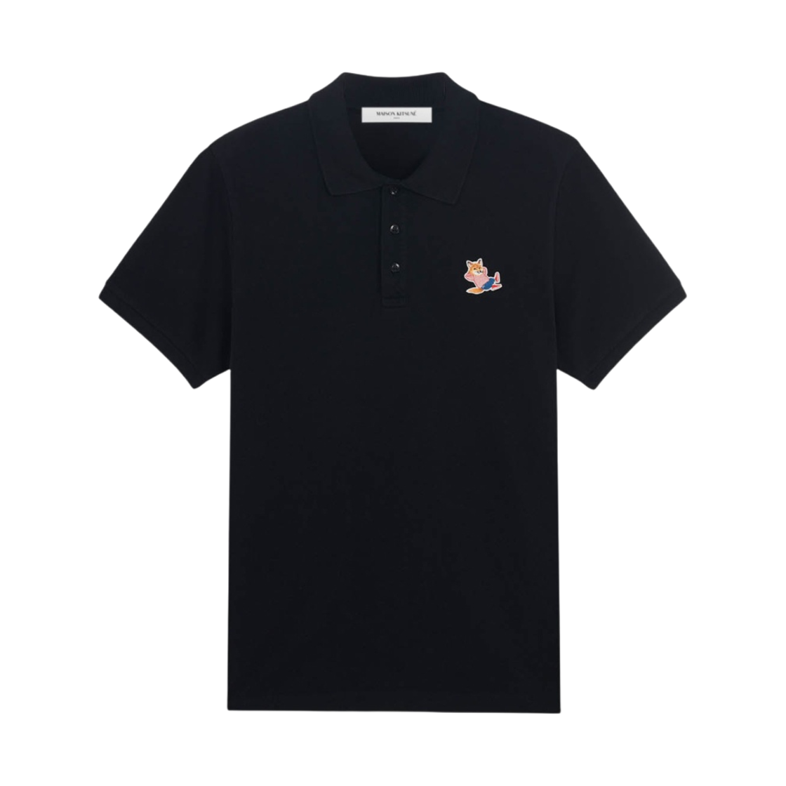 메종 키츠네 프렌치 드레스드 폭스 패치 클래식 폴로 블랙(Maison Kitsune Frenchie Dressed Fox Patch Classic Polo Black) - 1