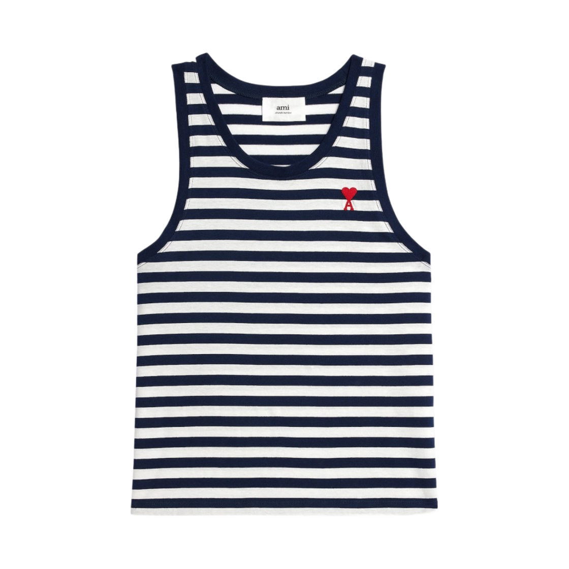 아미 스트라이프 스몰 하트 로고 탱크탑 노틱 블루 내츄럴 화이트(AMI Striped de Coeur Tanktop Nautic Blue Natural White) - 1