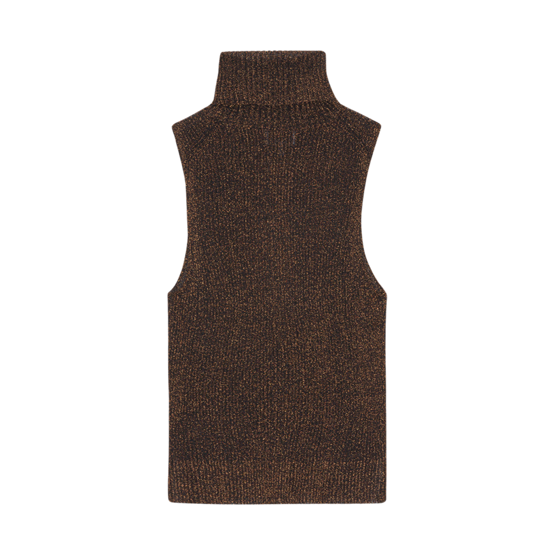 (W) 가니 스파클 립 하이넥 탑 코퍼 브라운((W) Ganni Sparkle Rib Highneck Top Copper Brown) - 2