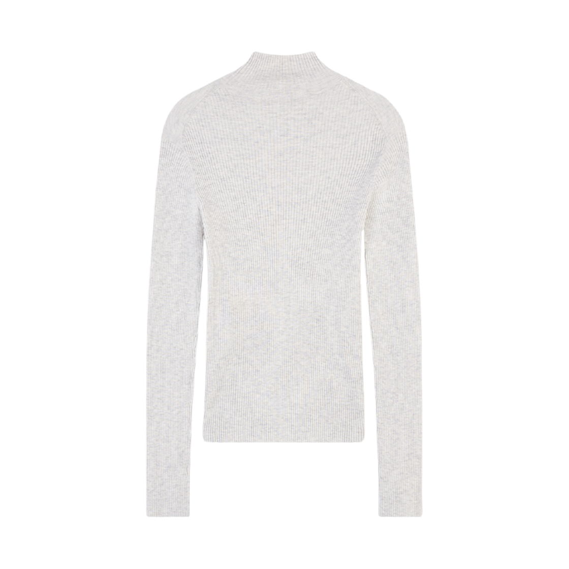 (W) 메종 키츠네 볼드 폭스 헤드 패치 파인 립드 터틀넥 라이트 그레이 멜란지((W) Maison Kitsune Bold Fox Head Patch Fine Ribbed Turtleneck Light Grey Melange) - 2