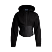 H&M x Mugler Corset Waist Zip Up Hoodie Black