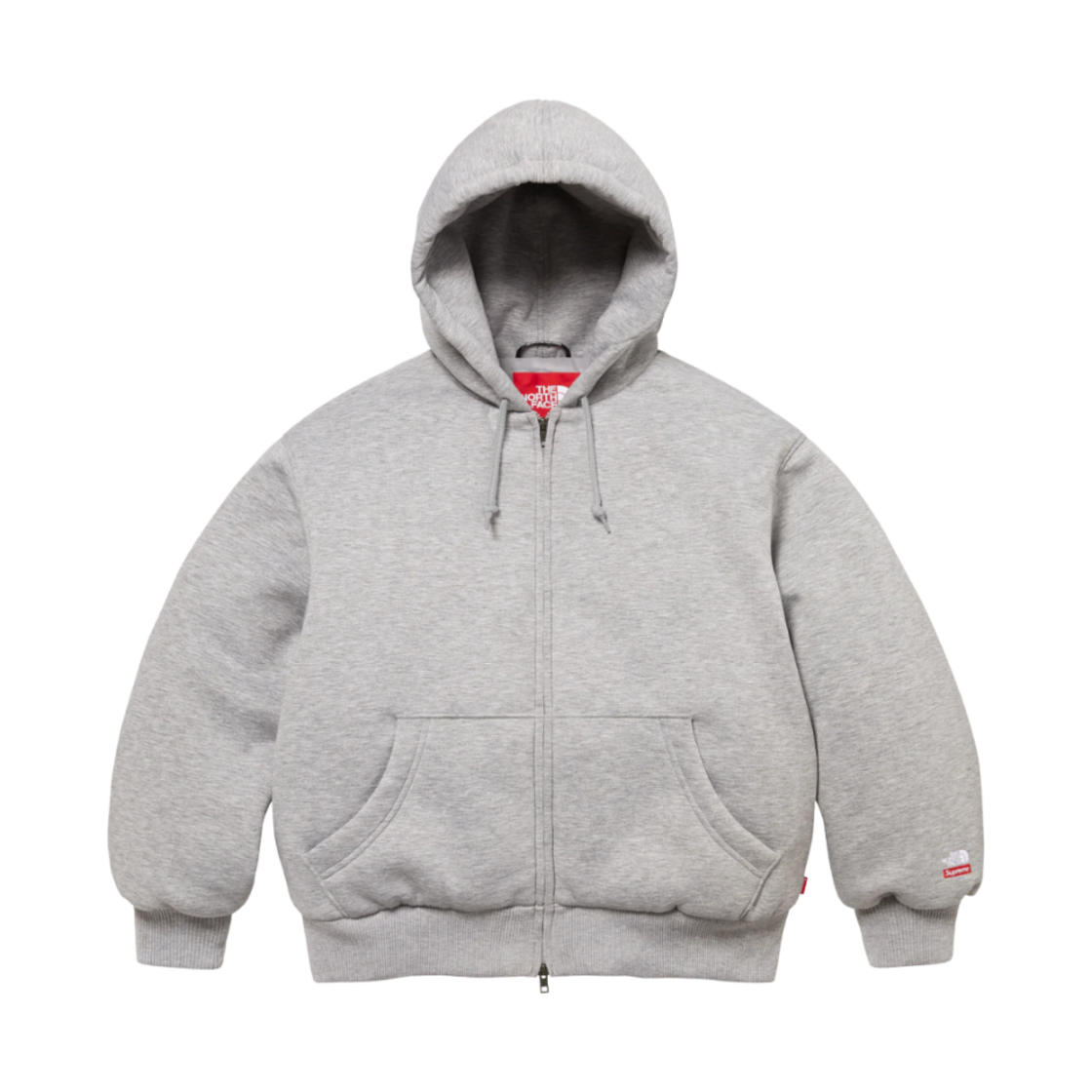 - Supreme x The North Face Down Zip Up Hooded Sweatshirt Heather Grey - 24FW