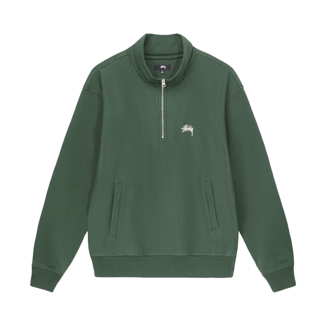 스투시 오버다이드 스탁 로고 모크넥 포레스트(Stussy Overdyed Stock Logo Mock Forest) - 1