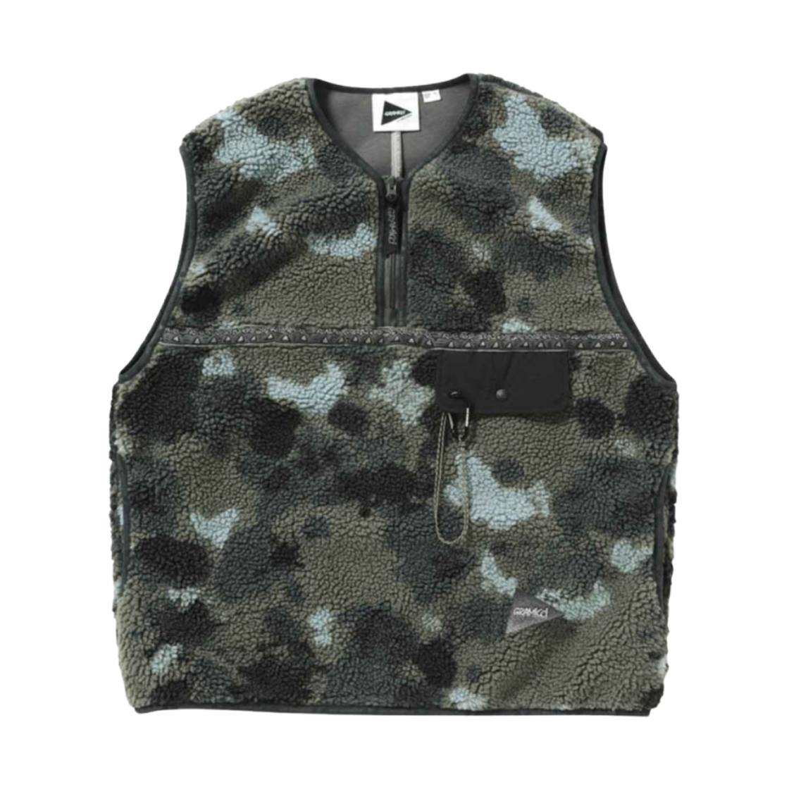 앤드 원더 x 그라미치 JQ 테이프 플리스 베스트 카모(And Wander x Gramicci JQ Tape Fleece Vest Camo)
