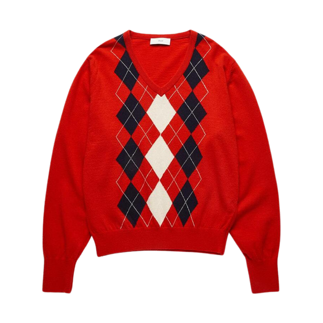 던스트 브이넥 아가일 스웨터 레드(Dunst V-Neck Argyle Sweater Red) - 1