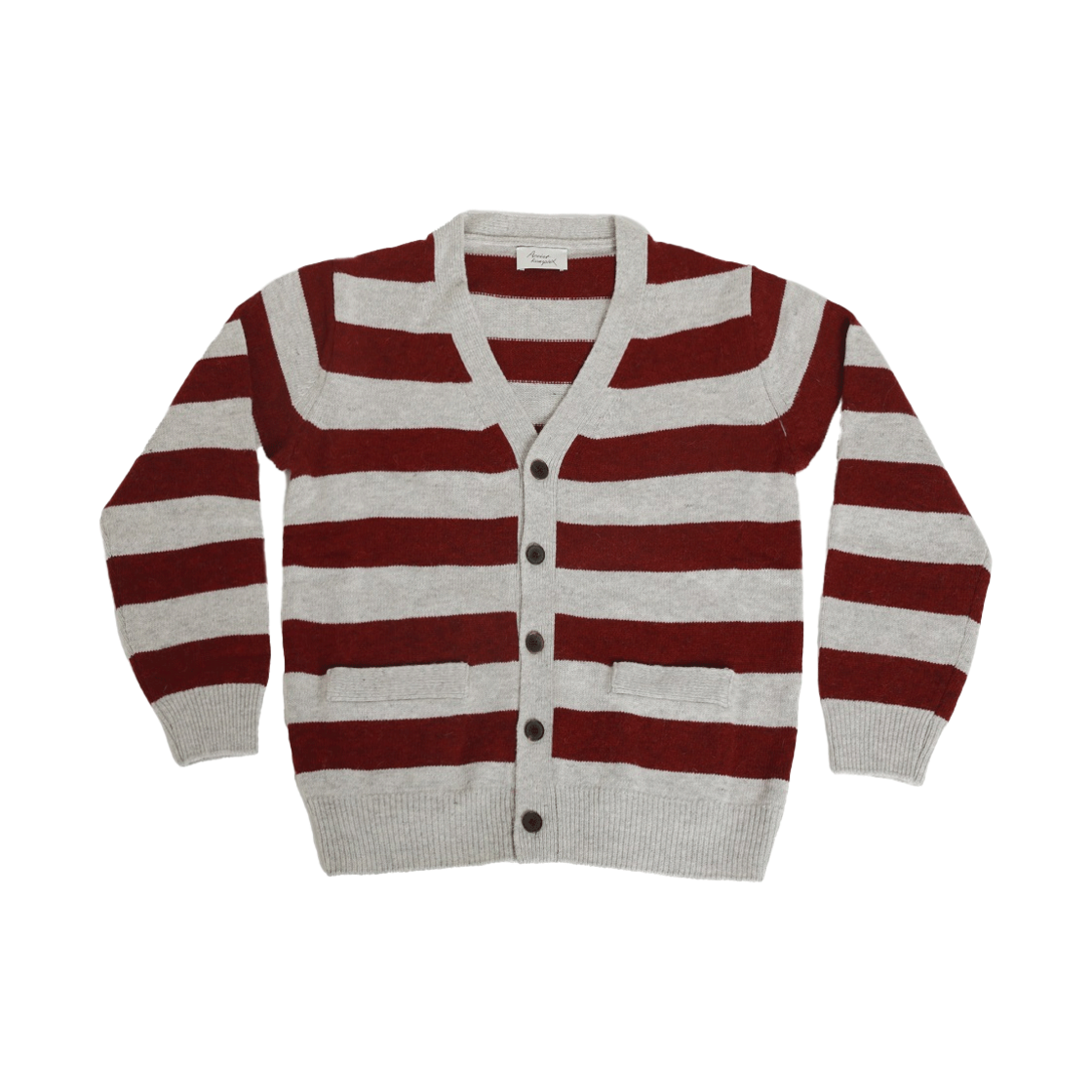 CU24XCD02-BGOS Artist Komplex Artist Stripe V-Neck Cardigan Burgundy
