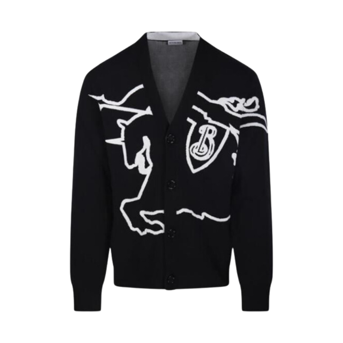 버버리 EKD 로고 인타르시아 가디건 블랙(Burberry EKD Logo Intarsia Cardigan Black)