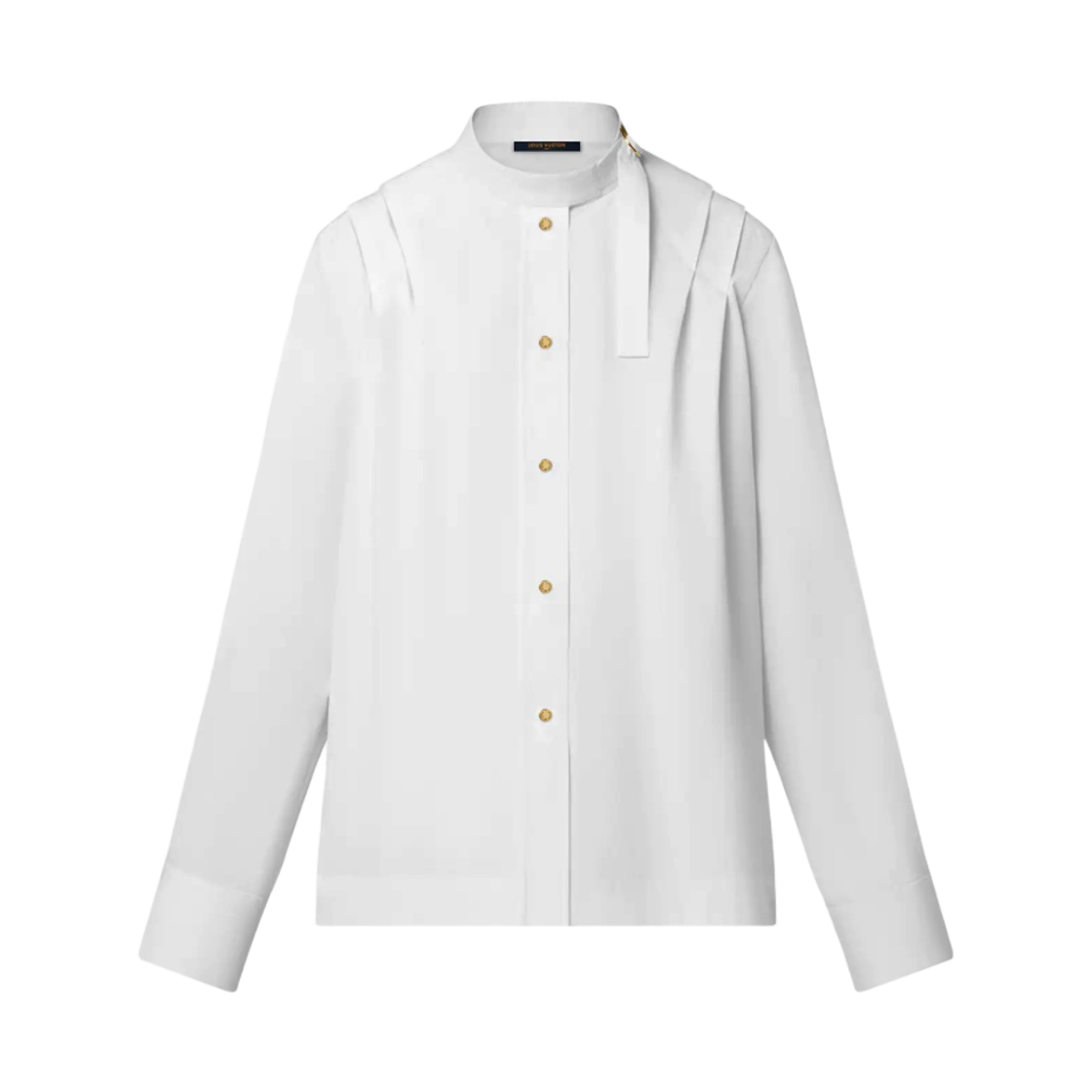 (W) 루이비통 플리츠 숄더 코튼 포플린 셔츠 화이트((W) Louis Vuitton Pleat Shoulder Cotton Poplin Shirt White) - 1