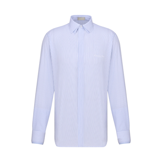 Dior Christian Dior Couture Shirt White Poplin Blue Stripes