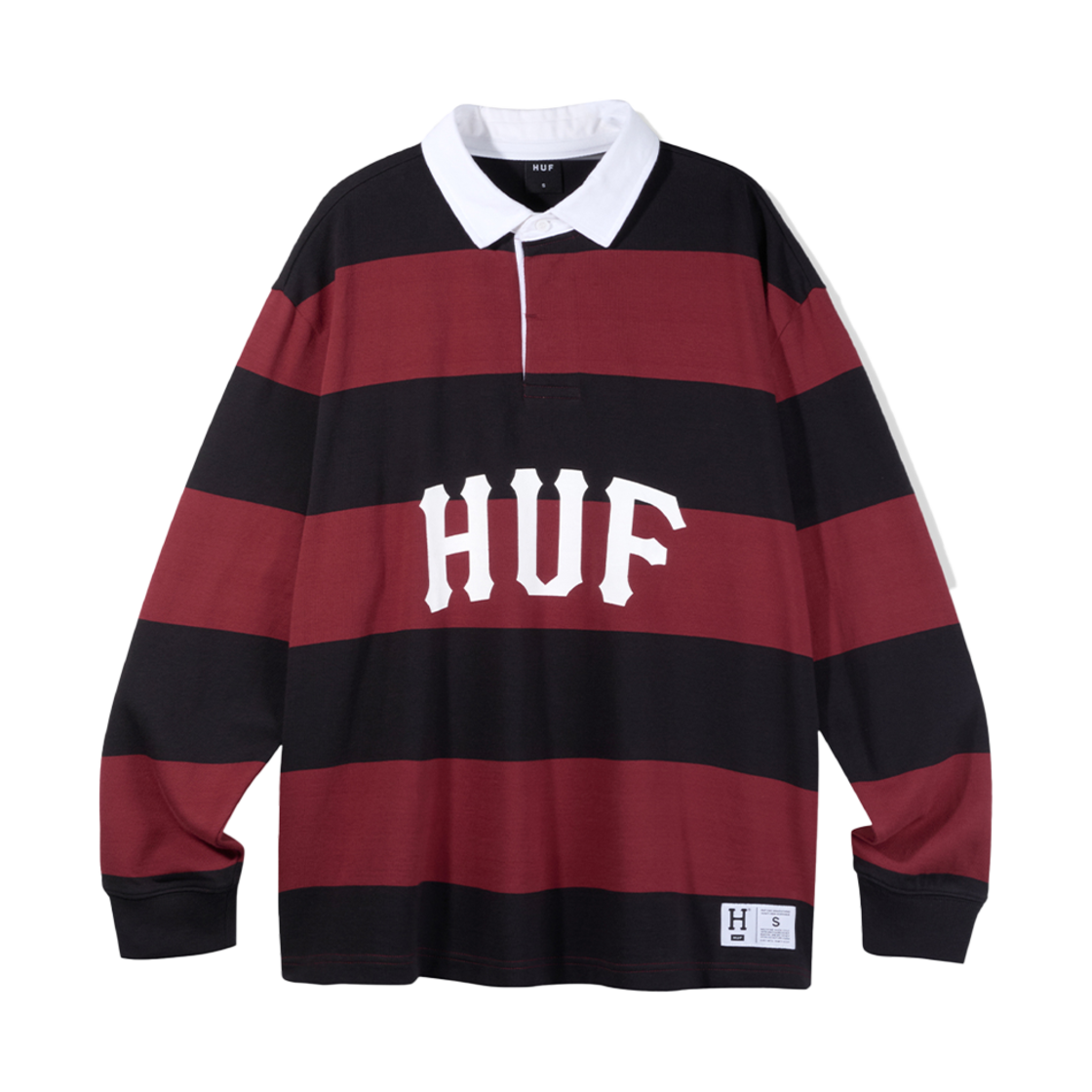 HC3ULSV01BGD HUF Arch Logo Rugby Tee Burgundy/Black