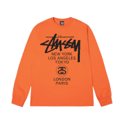Stussy World Tour LS T-Shirt Coral 2023