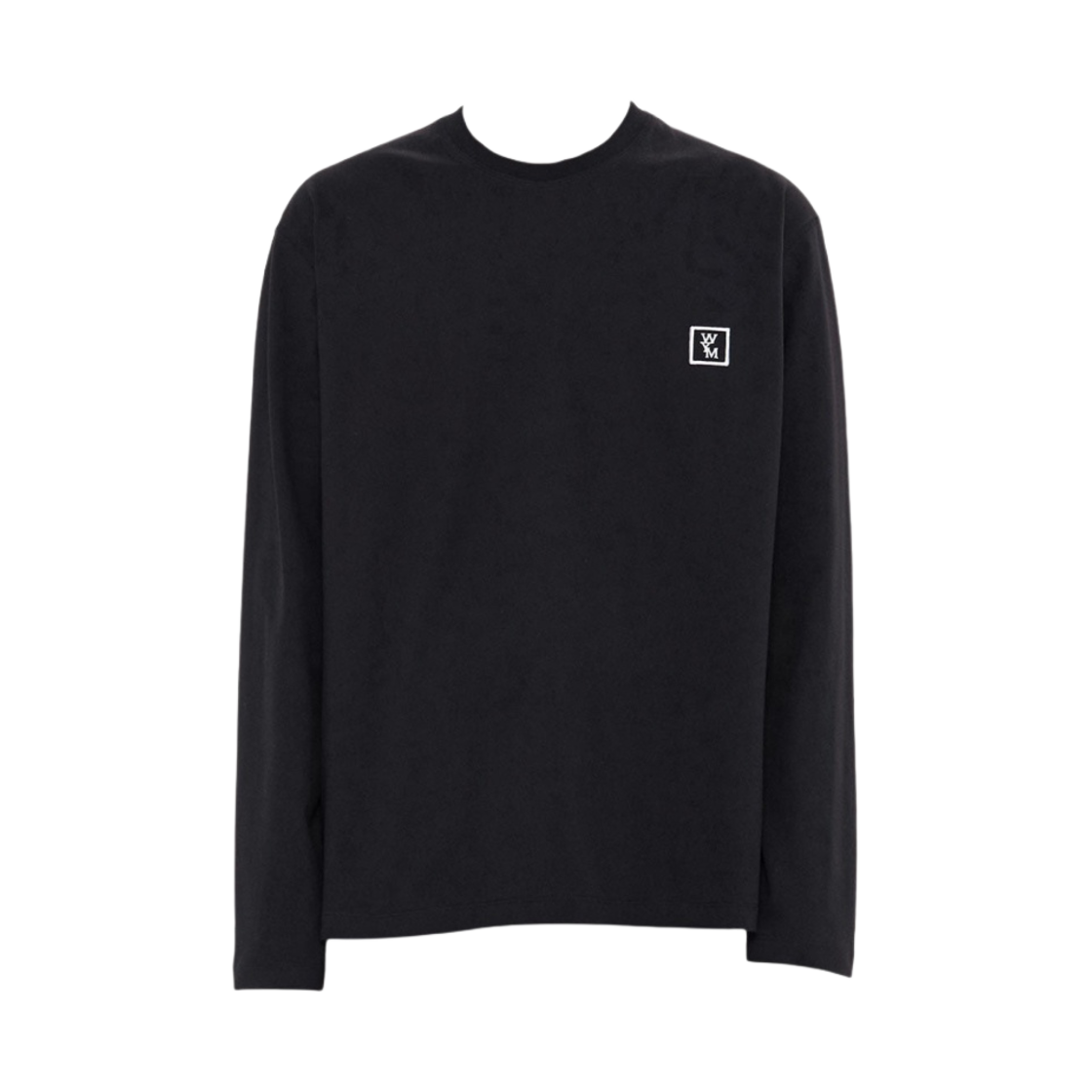 우영미 코튼 백로고 롱슬리브 티셔츠 블랙