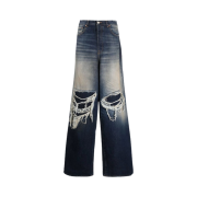 Vetements Ripped Wide Jeans Blue Green