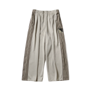 Kapital Stuntman & Woman Super Baggy Track Pants in Smooth Jersey Banner Stripe Beige
