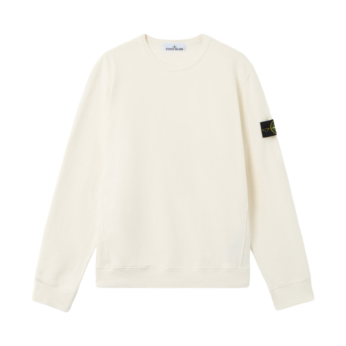 K2S1561000-28S0A20-V0093 Stone Island 6100028 Brushed Organic Cotton Fleece Regular Fit Crewneck Sweatshirt with Ribbed Inserts Ivory - 25FW
