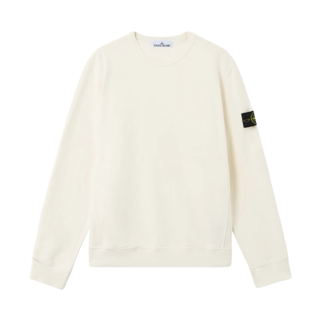 Stone Island Stone Island 6100028 Brushed Organic Cotton Fleece Regular Fit Crewneck Sweatshirt with Ribbed Inserts Ivory - 25FW · XL