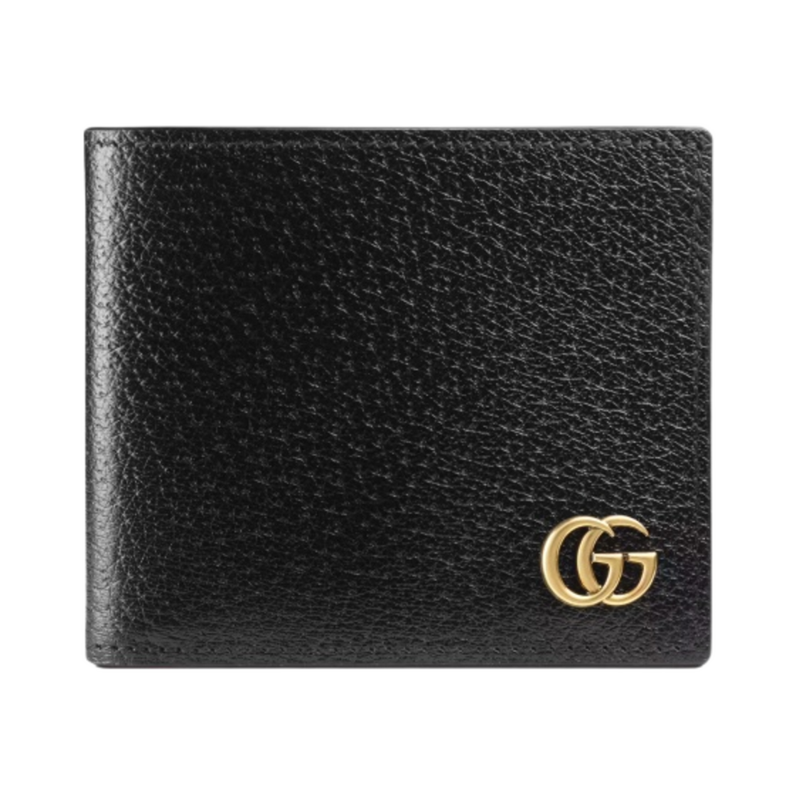 428726-DJ20T-1000 Gucci GG Marmont Leather Bi-Fold Wallet Black Gold