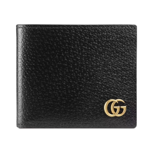 Gucci GG Marmont Leather Bi-Fold Wallet Black Gold