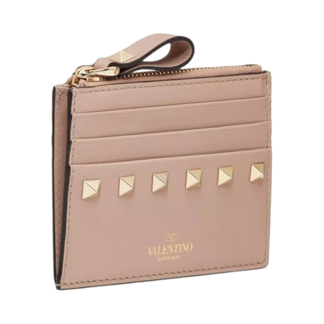 발렌티노 락스터드 카프스킨 지퍼 카드 홀더 뿌드르(Valentino Rockstud Calfskin Card Holder with Zip Poudre) - 2