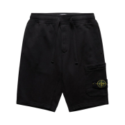 Stone Island 64620 Brushed Cotton Fleece Bermuda Cargo Shorts Black - 22FW