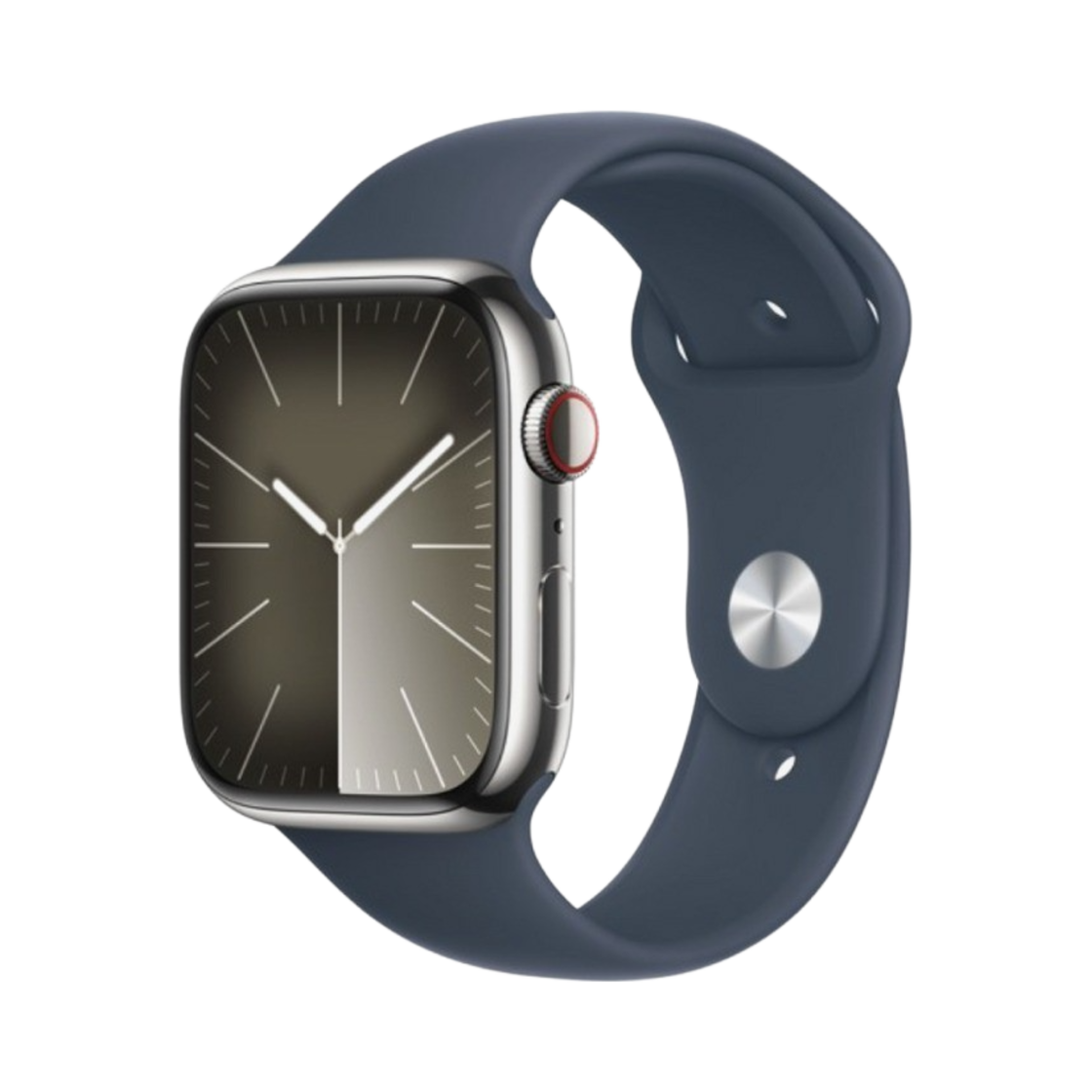 Apple Watch Series 45mm Cellular Silver Stainless Steel Case with Sport  Band M/L Storm Blue (Korean