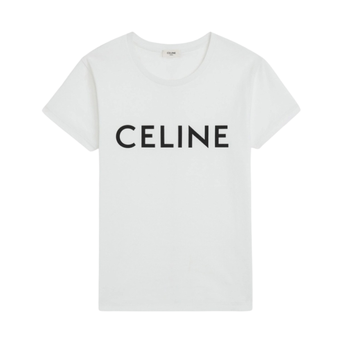 (W) 셀린느 루즈 티셔츠 코튼 저지 에크루 블랙((W) Celine Loose T-Shirt in Cotton Jersey Ecru Black)