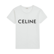 (W) Celine Loose T-Shirt in Cotton Jersey Ecru Black