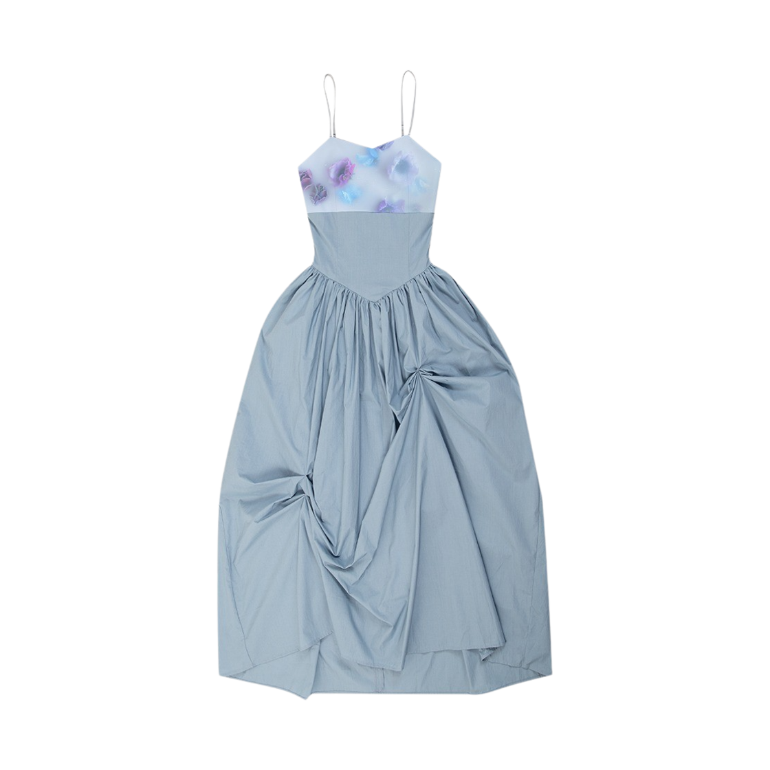 23SUMOPSBL Darling You're Bad Women Unbalanced Shirring Long Dress Blue