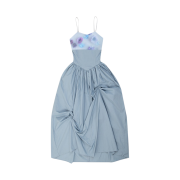 Darling You're Bad Women Unbalanced Shirring Long Dress Blue