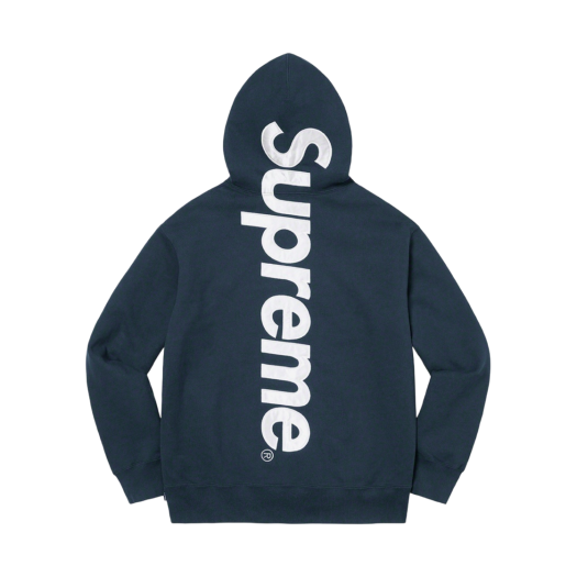 Supreme Satin Applique Hooded Sweatshirt Navy - 22FW