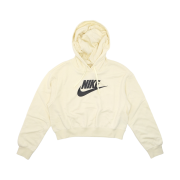 (W) Nike NSW Oversized Crop Graphic Hoodie Coconut Milk Black - Asia
